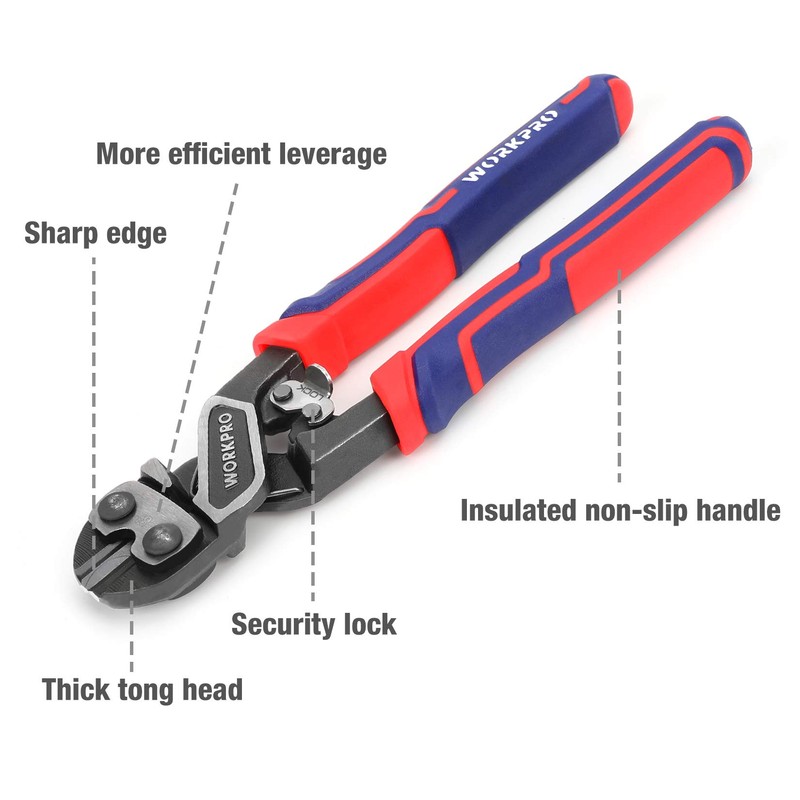 WORKPRO 8" Mini Bolt Cutter, Heavy Duty Wire Cutters with