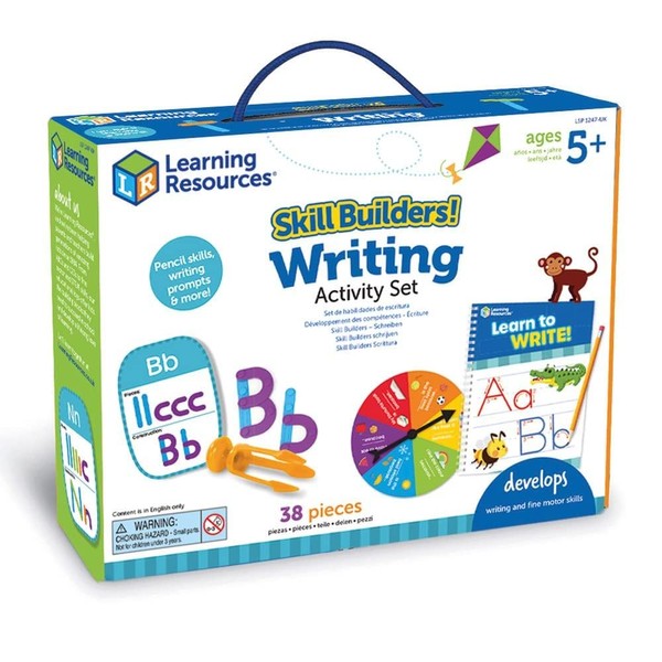 Learning Resources LSP1247-UK Builders Set, Handwriting Practice Activities, Pencil Grip Skill Trainer, Formation, Letter Tracing, Writing, Ages 5+, 38 Pieces, Multicoloured