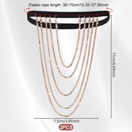 AHANDMAKER 2 Pieces Crystal Thigh Chains Rhinestone Body Chain Adjustable Sparkly Layered Leg Chain Rave Party Thigh Chain Body Jewelry Accessories for Women and Girls, Golden