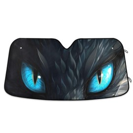 GOODOLD Blue Dragon Eyes Windshield Sun Shade for Cars, Trucks, SUVs - UV Rays Defense, Folding Front Auto Sunshade, Vehicle Interior Cooler (55x27.6 Inch)