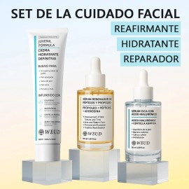 Kit Facial Crema Hidrata Sérum Cica Hial Péptidos Propóleo
