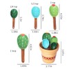 Kelendle Ceramic Cactus Measuring Spoons with Holder Set of 5