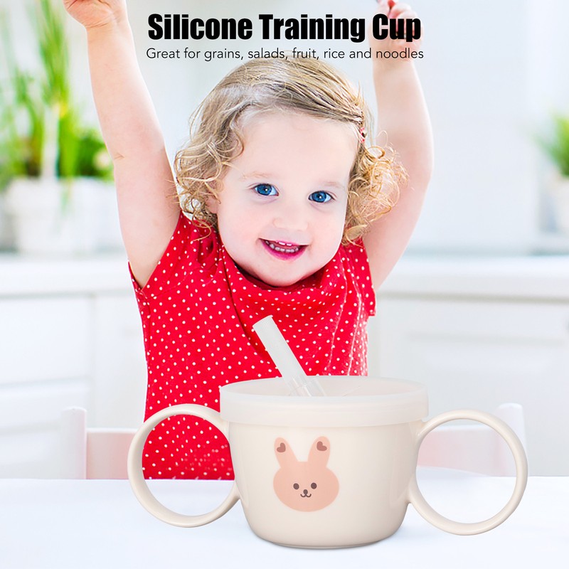 Baby Learning Drinking Cup 200mL Cartoon Animal Print Silicone Training