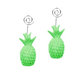 LALAFINA 2pcs Pineapple Shaped Memo Clips Metal Tabletop Photo Holders for Notes Menus and Table Numbers Green Decoration for Weddings Parties and Events