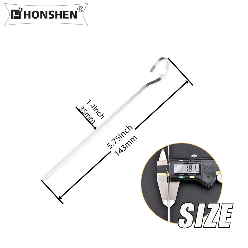 HONSHEN 5.75"Flat Stainless Skewers,Metal Potato Skewrs,Short Barbecue, Needle Barbecue Skewers,Baking