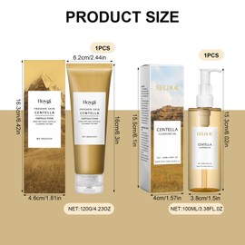 Centella Cleansing Oil + Centella Cleansing Foam Face, Centella Asiatica Extract, Pore Control Cleansing Oil Cleanser, Centella Cleanser, Reduces Pores, Suitable for All Skin Types, Pack of 2