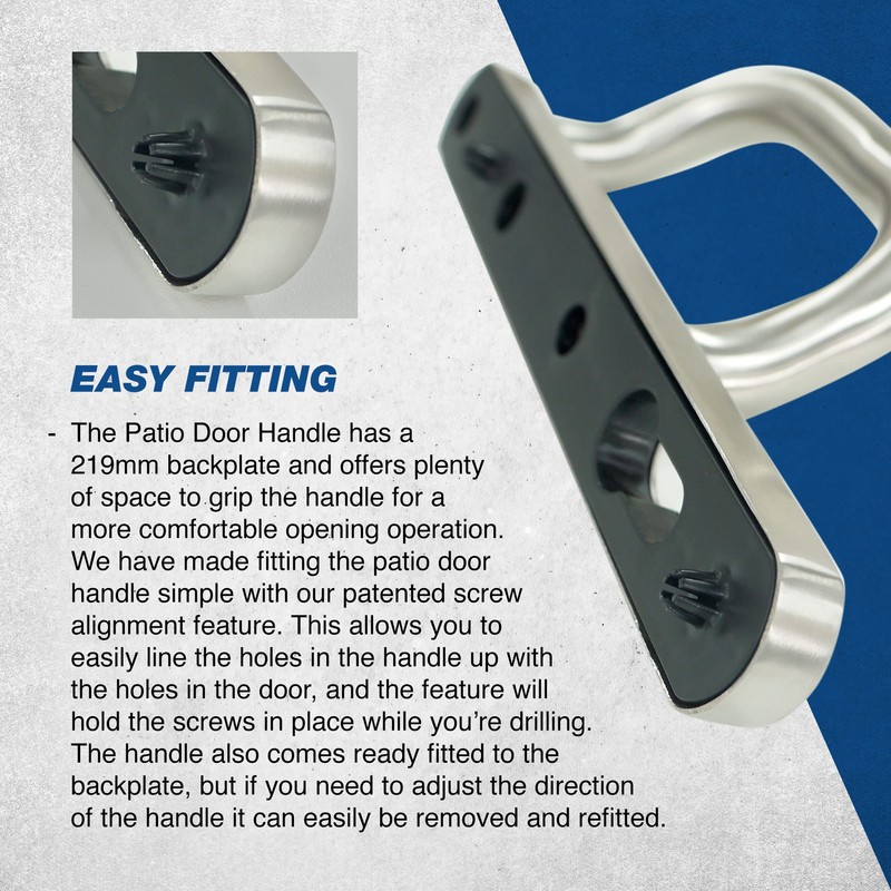 UAP Sliding Patio Door Handles with Comfortable Grip 219mm (White
