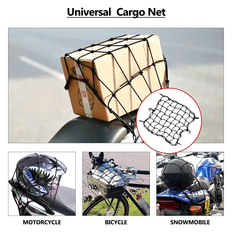 15"x15" Universal Truck Bed Net Black Latex Bungee Cargo Net