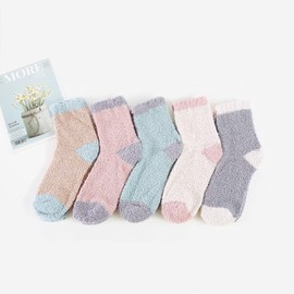 American Trends Fuzzy Socks Womens Fluffy Socks Soft Warm Socks Christmas Fleece Socks Athletic Socks Sports Outdoor Socks 7/Heart 5 Pack Patchwork