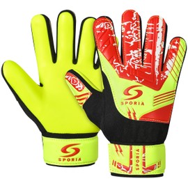 SPORIA Youth Goalie Gloves (Fluorescent Yellow, 7)
