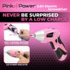 Pink Power Cordless Screwdriver Set - 3.6V Electric Screwdriver Rechargeable
