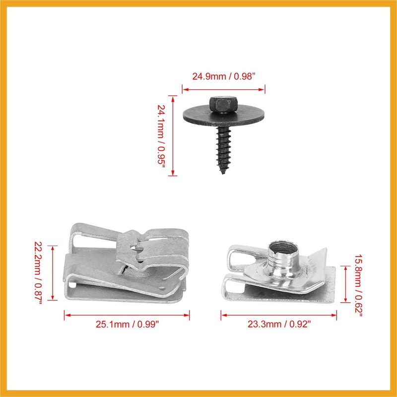 Partuto 24pcs Engine Undertray Clips Screws Under Cover Splashguard Rivets