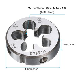 sourcing map Round Threading Die M14 x 1.0 Metric Thread Left Hand Screw Cutting Fixed Dies, Alloy Tool Steel Tapping Repair Tool