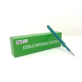 Disposable Scalpels Sterile Surgical Blade Size 36 Stainless Steel with Plastic Handle & Metric Line Individually Foil Wrapped Box of 30