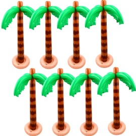 Cotiny 8 Pack 35 Inch Inflatable Palm Tree Large Swimming Pool Coconut Trees Toy for Summer Backyard Beach Pool Hawaiian Luau Party Decoration
