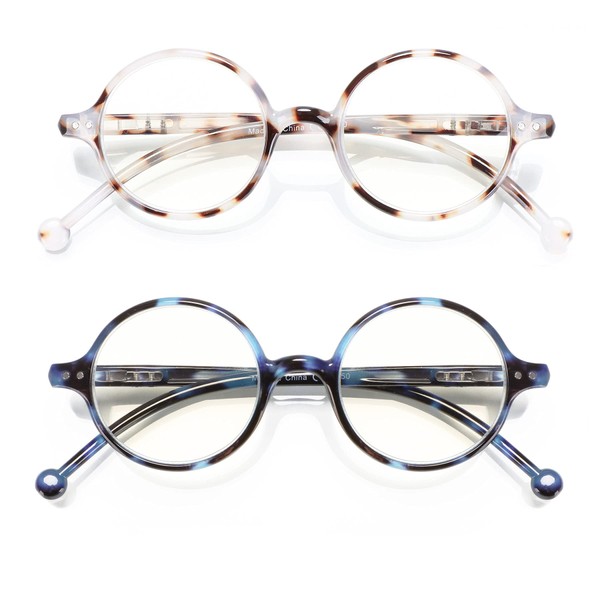 TISHUI Reading Glasses Women Men +4.00 Blue Light Blocking Round