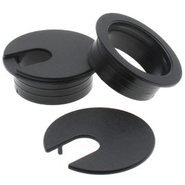 1-1/2 Inch (38 mm) U-Shaped Opening Desk Grommet 2 Pcs ABS Plastic Cable Hole Cover Cable Cord Grommet to Arrange Wires & Cords Through Computer Table/Countertops (Black)