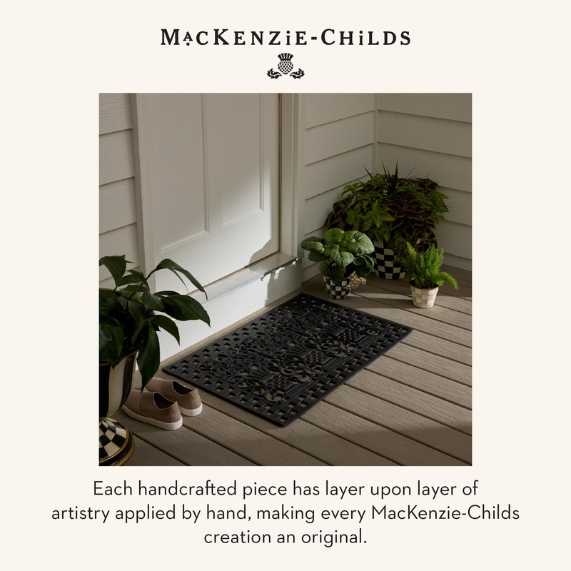 MACKENZIE-CHILDS Pot Climber, Outdoor Planter Hanging Decor, Brown-and-White Mocha Check