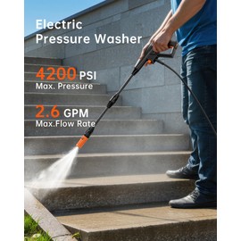 Pressure Washer, 4200PSI 2.6 GPM Power Washer with Foam Cannon 23FT Hose PATOOLIO Electric High Pressure Washer for Fences, Patios, Decks, Patios and Cars Powerwasher
