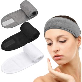3 Unidades Spa Facial Diadema Cabeza, Head Wrap Tejido de Rizo, Ajustable, Banda de Toalla Suave, Diadema con Velcro, Banda Faciala para SPA, Baño, Cabello, Maquillaje, Yoga y Deporte