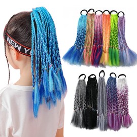 Wig, Extension, Braid, Children, One-touch, Gradation, Ponytail, Wig, Kids, Hair Extension, Children's Dance, Recitals, Halloween Costumes, Set of 12 (Light Pink)