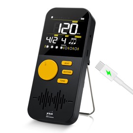 ENO MUSIC Rechargeable Big and Clear Sound Digital Metronome with Mechanical Sound Digital Sound Wood Block Sound and Vocal Counting the Beat for Piano Guitar Bass Violin Ukulele Drum Players, Black