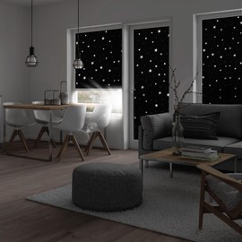 YUZAII Black Out Blinds Stick On, No Drill, 300 x 145 cm Portable Black Out Blinds for Bedroom, Velcro Suction, Blackout Blind for Windows. (star)