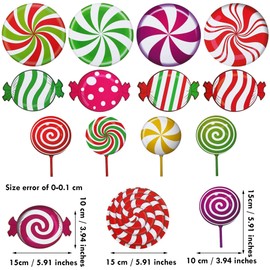 30 Pieces Peppermint Cutouts Christmas Candy Cutouts Colorful Candies Round Lollipop Cutouts Candy Land Theme Birthday Wedding Party Decorations for Bulletin Board Decorations