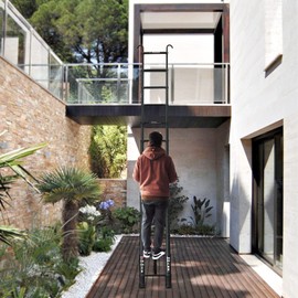 3.8m/12.5FT Telescopic Ladder with Non-Slip Rubber Feet,Portable Aluminum Telescopic Ladder with Sturdy Hook Load Capacity 150kg