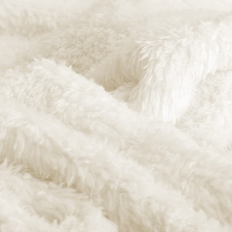 Snug Rug Cream Blanket Sherpa Fleece Luxury For Sofa Blankets