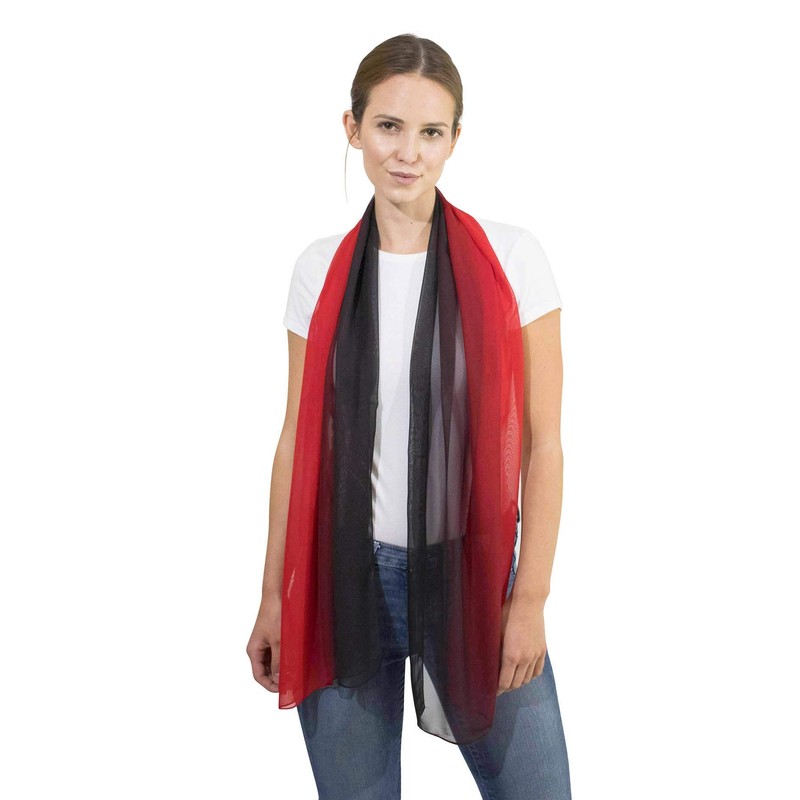 Basic Sense Two Tone Chiffon Scarf, Two-tone Red