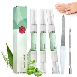 Pack of 3 Nail Care with Tea Tree Oil, Vitamin E & Aloe Vera for Nourished Fingernails and Toenails, with Nail File and Cuticle Pusher