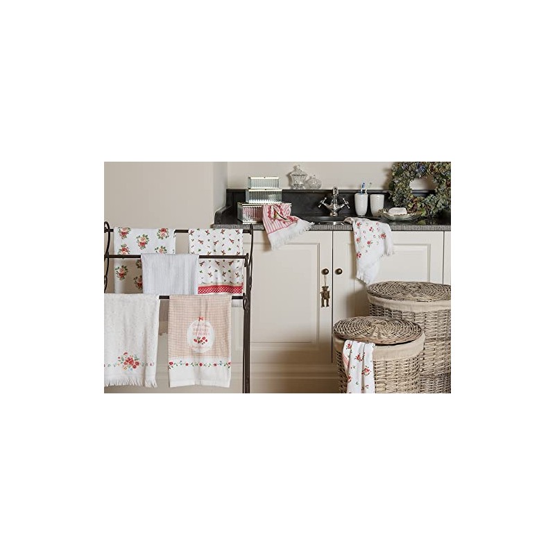 Clayre & Eef CT020 Guest Towel White Pink 40 x