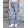 Floerns Girls Elastic Waist Distressed Ripped Straight Leg Denim Jeans