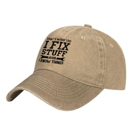 RNFENQS 2 Pack Funny Men's I Fix Stuff and I Know Things Baseball Cap Distressed Dad Hat Black