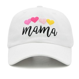Mama Hat for Women, Mom Gifts for Mothers Day, New Mom with Heart Embroidered Baseball Cap White