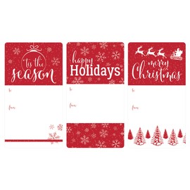 Red Christmas Gift Tag Stickers – 75 Labels - Classic Christmas Peel and Stick Gift Wrap Tags –Traditional Happy Holidays Self Adhesive Wrapping Paper Stickers