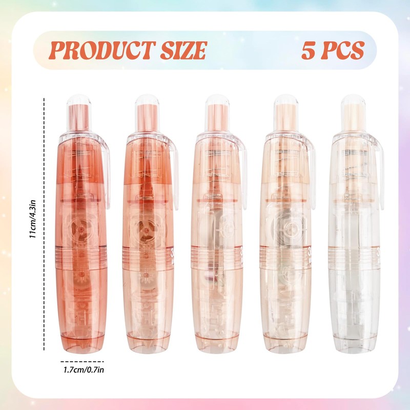 5PCS Correction Tape Set Transparent Gradient Cute Design Tippex Pen