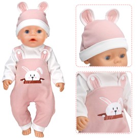 ebuddy Cartoon Rabbit Style Baby Doll Clothes with Hat for 43 cm / 17 Inch Newborn Baby Dolls (Not a Doll)