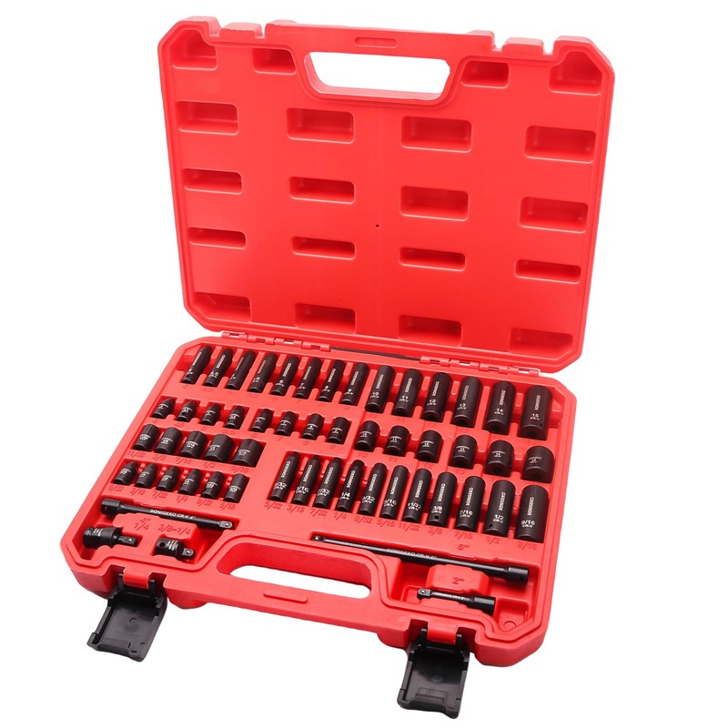 SONIGEKOSocket Set 1/4" Drive Impact Socket Set,55-Piece 6 Point Deep,Standard
