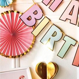 ABC Market Decoración Banner Letrero Kit Feliz Cumpleaños Happy Birthday con Banderines Colorido Fácil de Montar Colgar para Fiesta Adorno Reutilizable Rose Gold Vintage