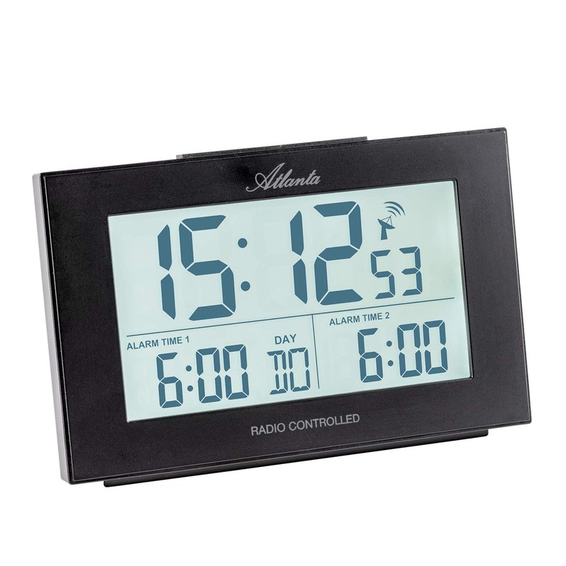 Atlanta Funkwecker Digital 2 Weckzeiten Temperatur Luftfeuchtigkeit Licht Snooze -