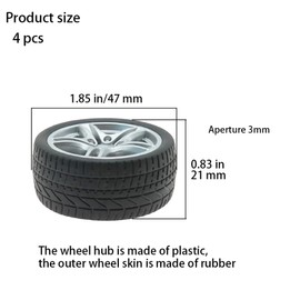 4Pcs Black 48mm Rubber Tires, Simulation Rubber Wheel Tire Wheel Toy Model DIY RC Spare Parts Easy Installation Small in Size, Remote and App Controlled Vehicles and Parts, Wheels and Tires