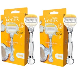 Women's Razor (2 Pack), 5 Blades and 1 Platinum Metal Handle, Peach Fuzz Remover Bikini Line Manual Shaver Face Razors, Women Hair Removal Blades, Exfoliator