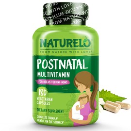 NATURELO NATURELO Postnatal Multivitamin - Supplement for Breastfeeding Women - Plant-Based Vitamin D, Folate, Gentle Iron - for Nursing Mother, Baby - Post Natal Lactation Support 180 Capsules