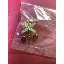 Vtg Railroad Crossing Pin Operation Life Saver Lapel Tie Tack Train Sign Pin