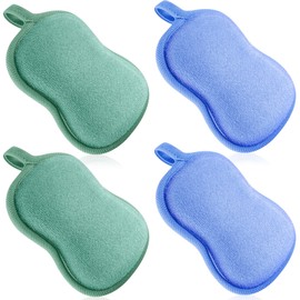 4 Pieces Baby Bath Sponge Cotton Baby Sponge Soft and Absorbent Sponge for Kids Babies Men Women (Green, Blue)