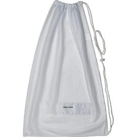 aqua zone Drawstring Sports Equipment Mesh Bag for Swimming Beach Diving Travel Gym (White)