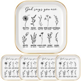 Landical 5 Pcs Christian Spiritual Gifts for Women God Says You Are Bible Verse Trinket Tray Jewelry Dishes for Mother's Day