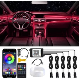 Ambient Light, Car LED Tape, RGB 5 in 1 RGB, High Brightness, Atmosphere, Interior Decoration, Footlamp, Interior, Infinite Toning, Stepless Dimming, Color Changing by Sound, Size Adjustable,